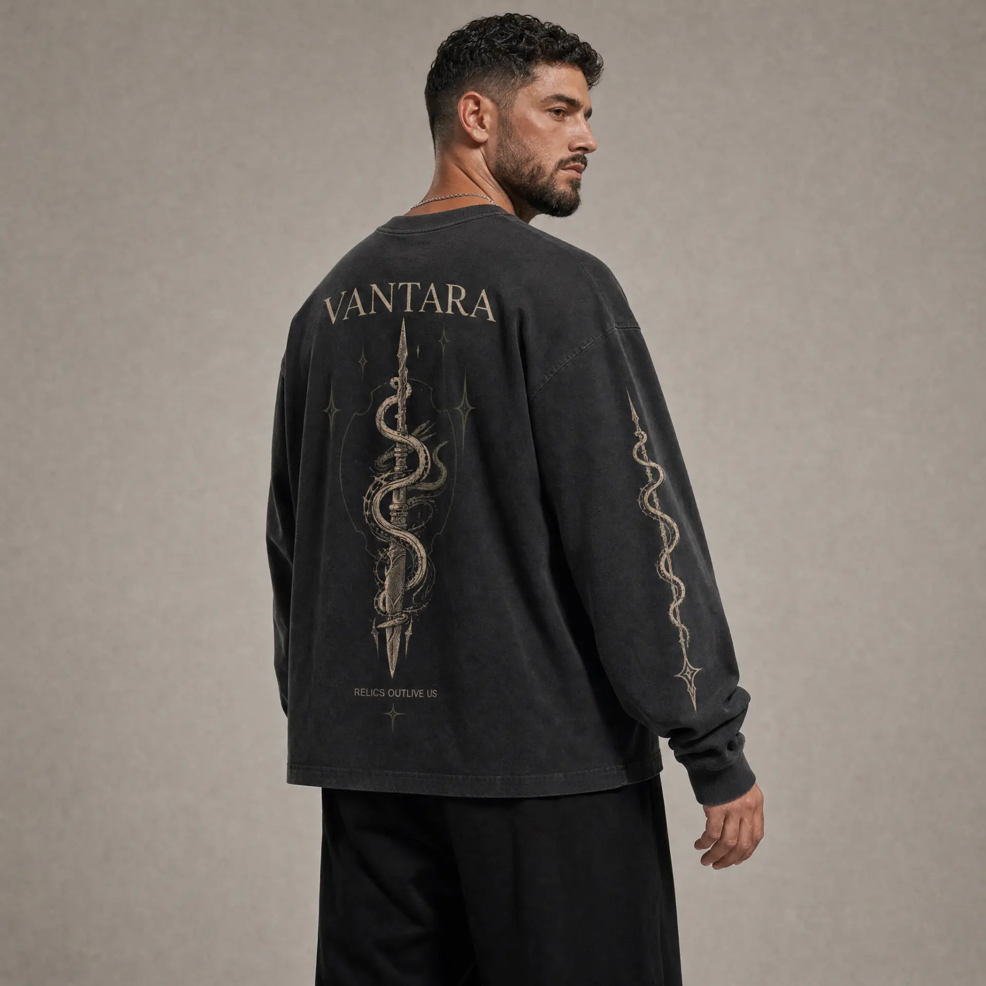 Relic Serpent worn by Marc — three-quarter back view